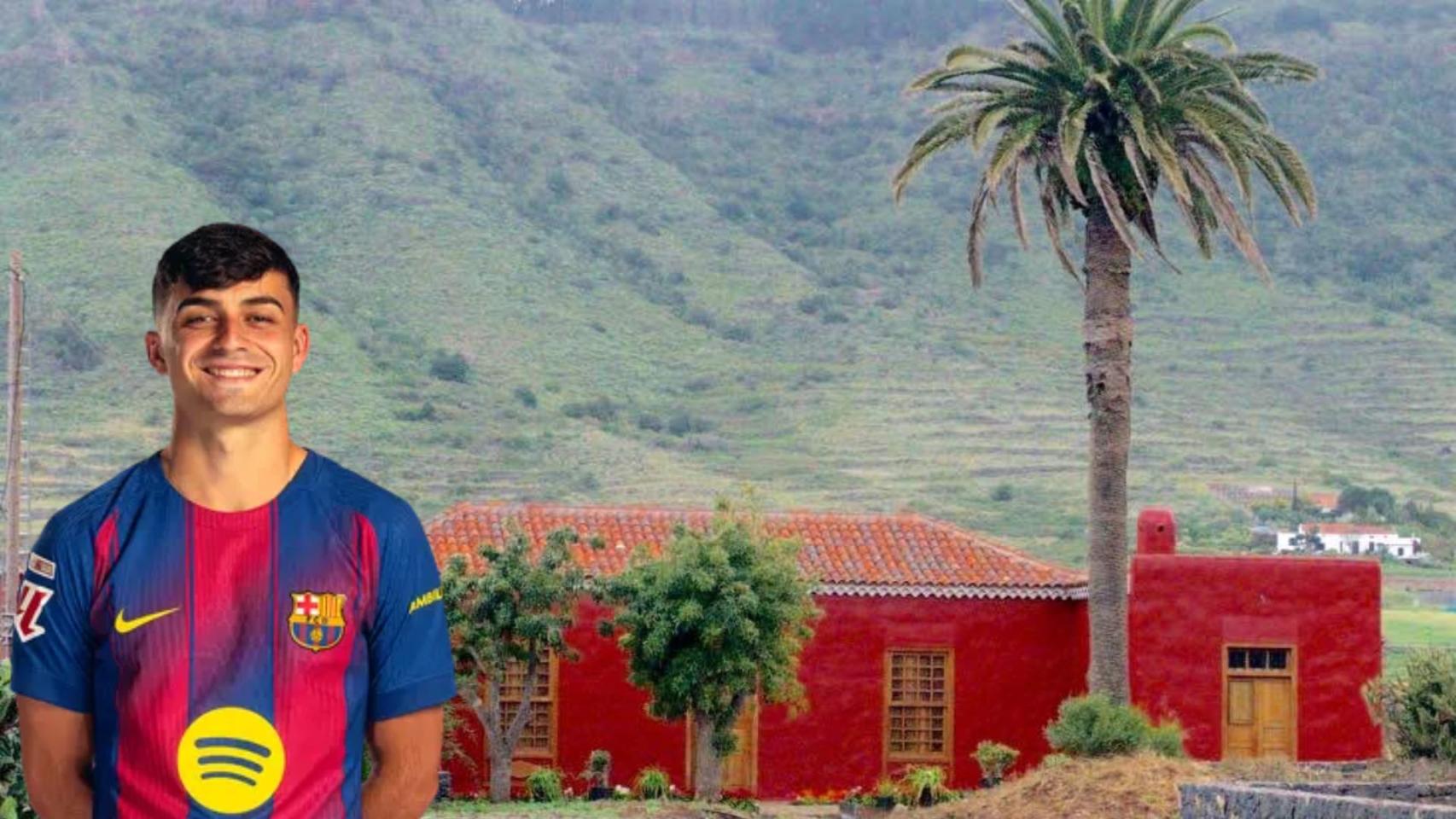 Montaje de Pedri y el pueblo donde desconecta en vacaciones.