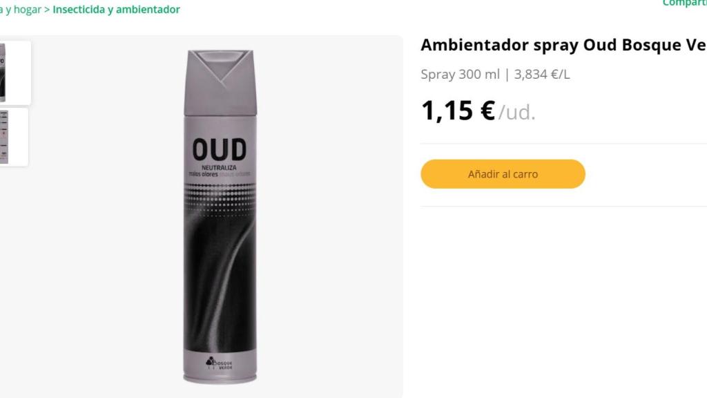 Ambientador spray Oud Bosque Verde.