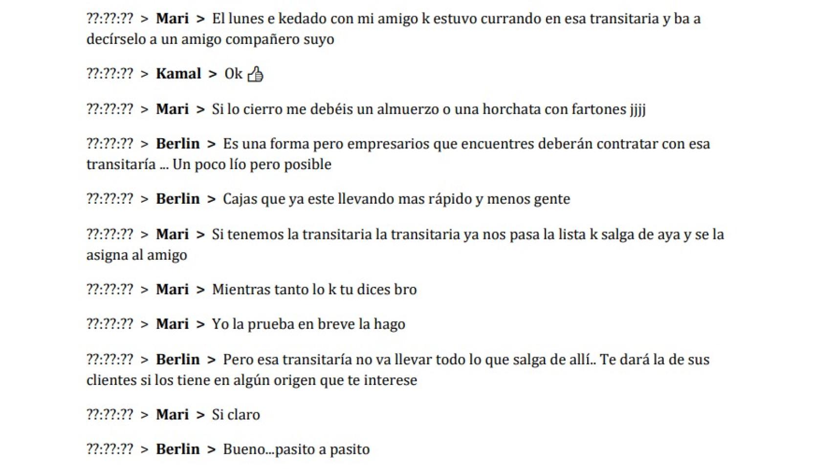 Captura de una de las conversaciones. EE