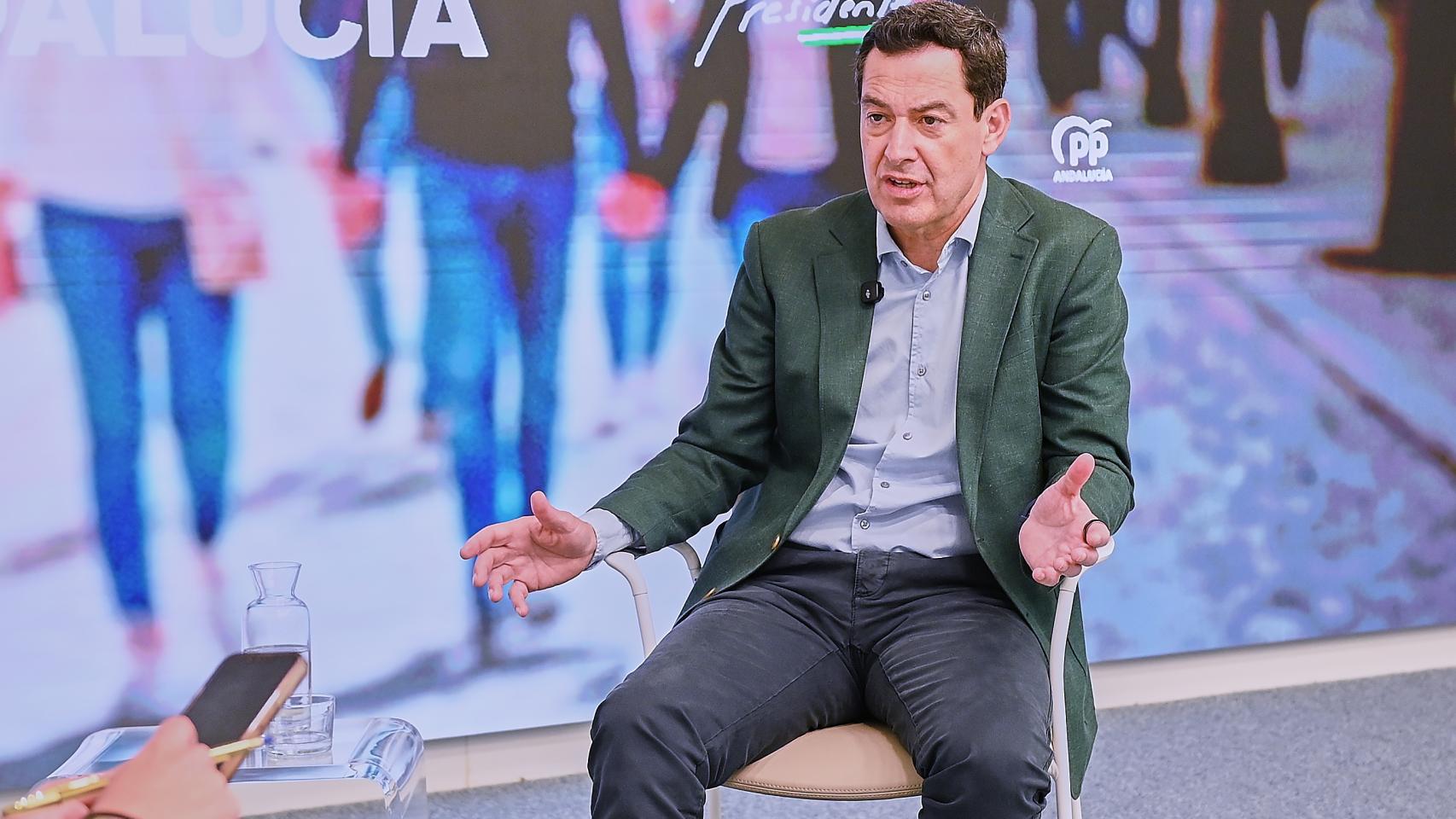 El presidente de la Junta de Andalucía y candidato del PP, Juanma Moreno. 