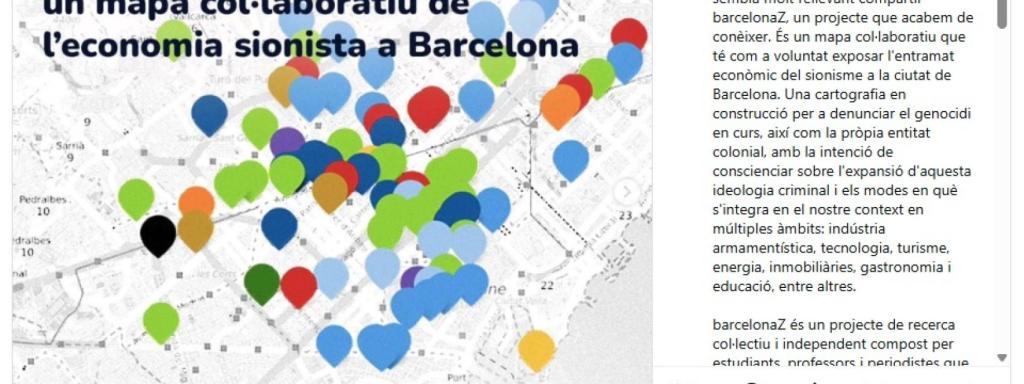 Captura de una cuenta de Instagram donde se señala a los lugares judíos.