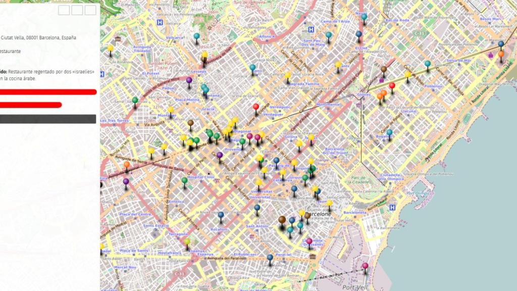 Lugares señalados de Barcelona regentados por judíos.