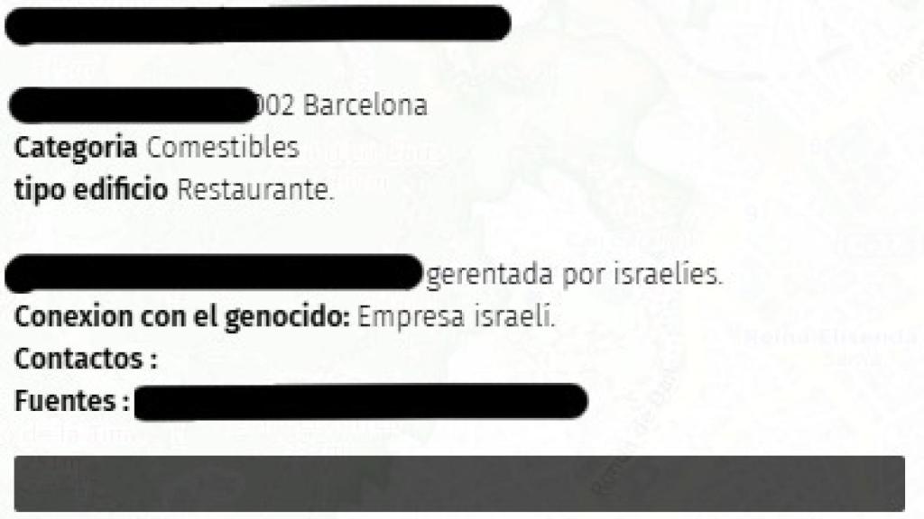 Descripción de uno de los negocios señalados.