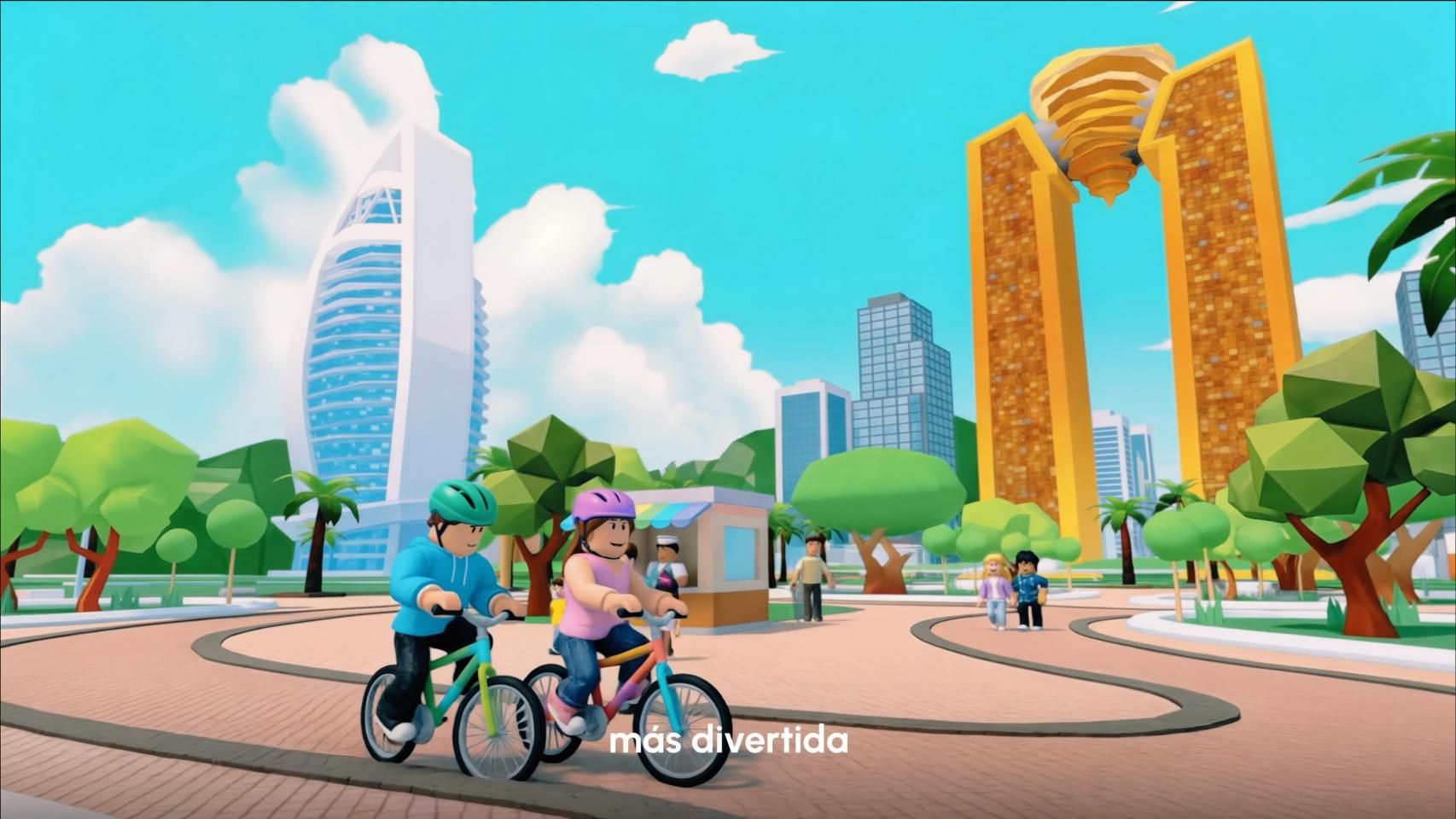 Una vista del Benidorm que aparece en Roblox con las distintivas torres de la playa de poniente.