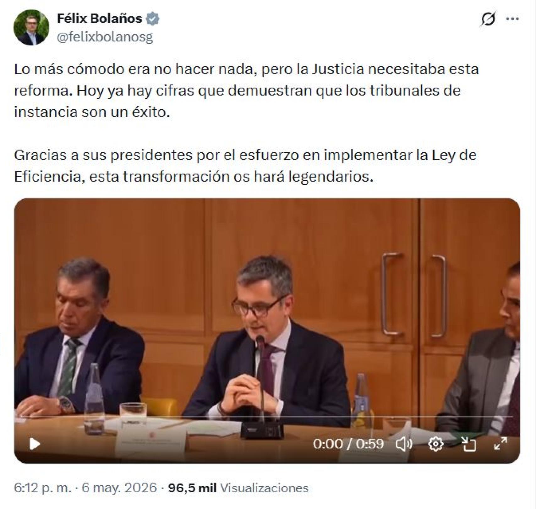 Tuit de Félix Bolaños.