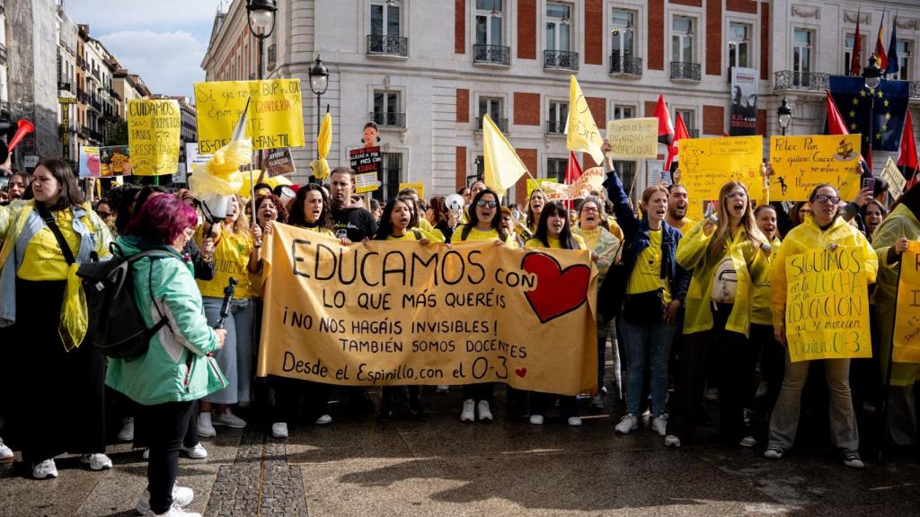 Concentración de profesores del ciclo de Educación Infantil (0-3) el 7 de mayo de 2026 en Madrid.