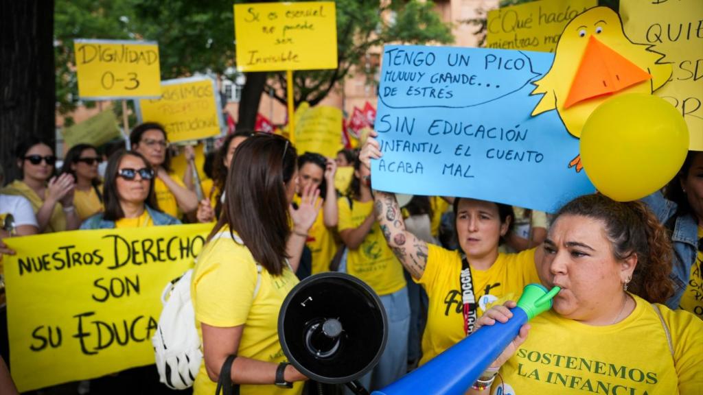 Concentración por la huelga estatal en la educación de 0 a 3 años en Sevilla el pasado 7 de mayo.