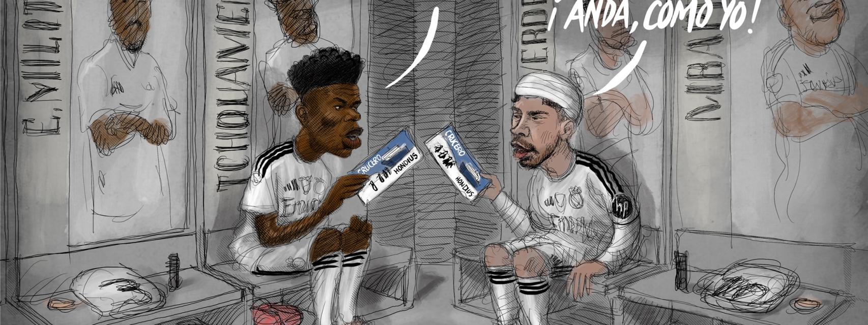 Montaje de Tchouaméni y Valverde en el vestuario del Real Madrid.