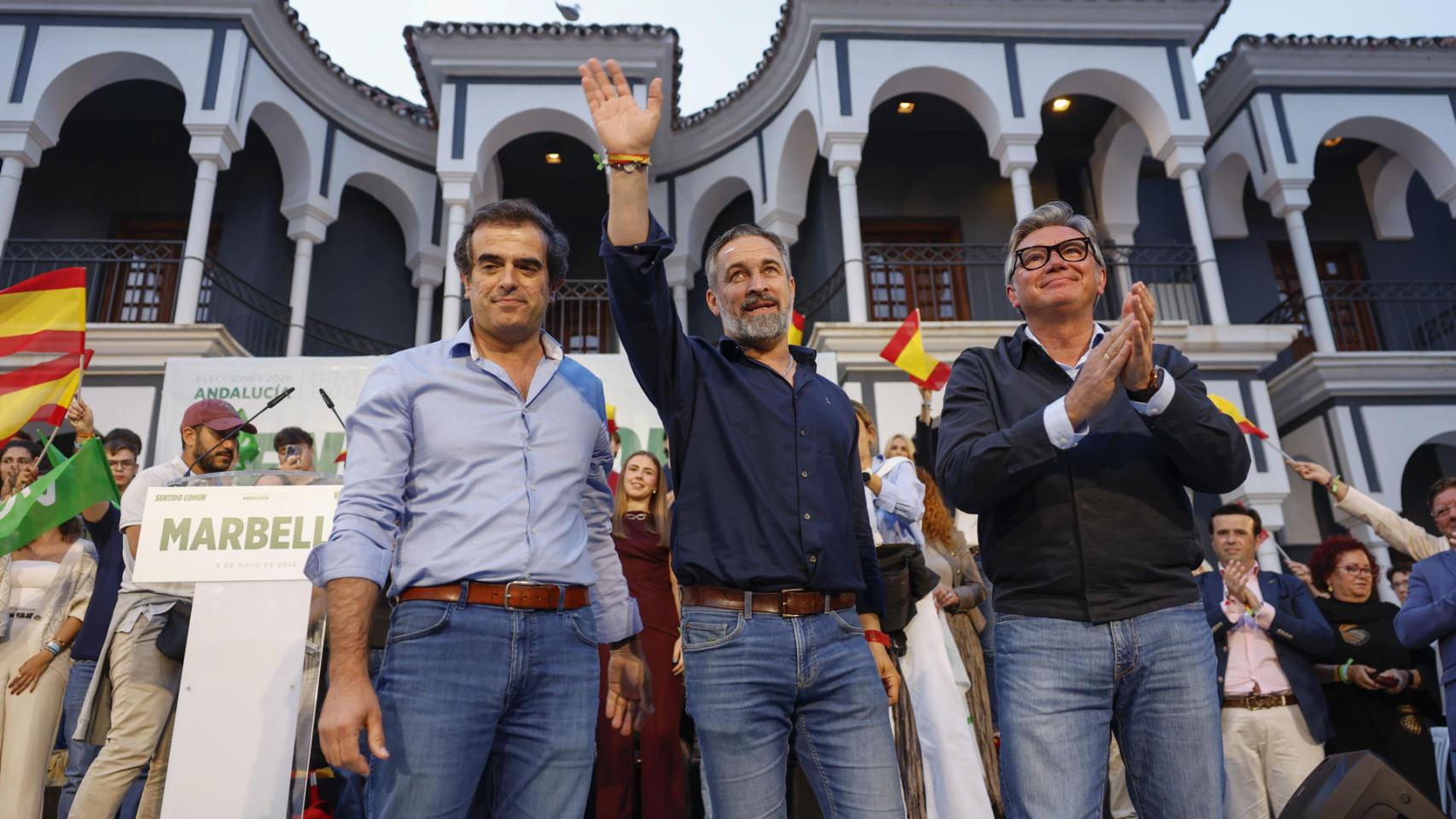 Santiago Abascal en el mitin que ha dado este viernes en Marbella. 