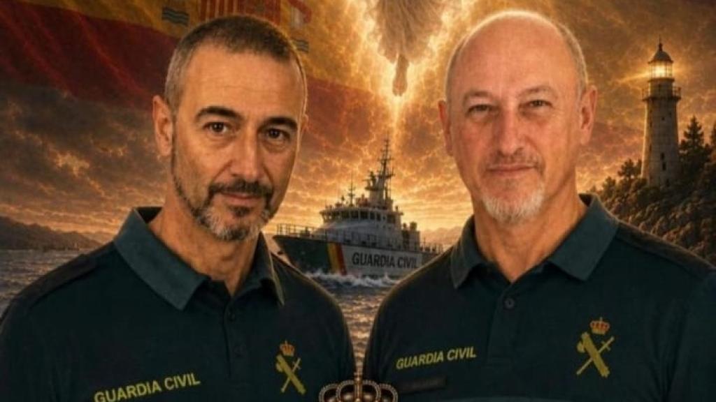 El capitán Jerónimo y el agente Germán del Servicio Marítimo de la Guardia Civil, fallecidos este viernes en Huelva, en un homenaje hecho por las propias asociaciones profesionales del Instituto Armado.