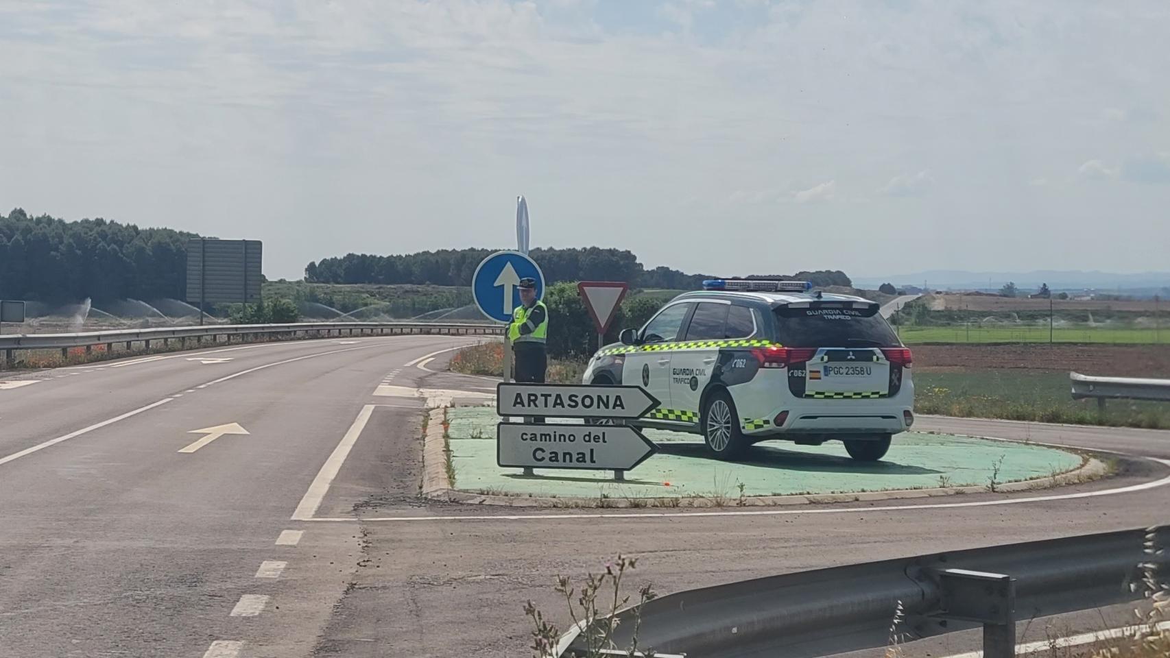 Un control de la Guardia Civil, en Huesca. 