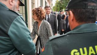 María Jesús Montero, a su llegada a la capilla ardiente en la Comandancia de Huelva