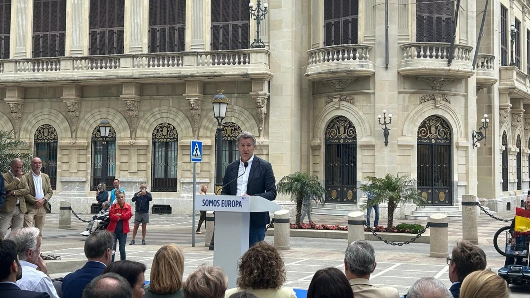 El presidente del Partido Popular en España, Alberto Núñez Feijóo, durante un acto en Ceuta.