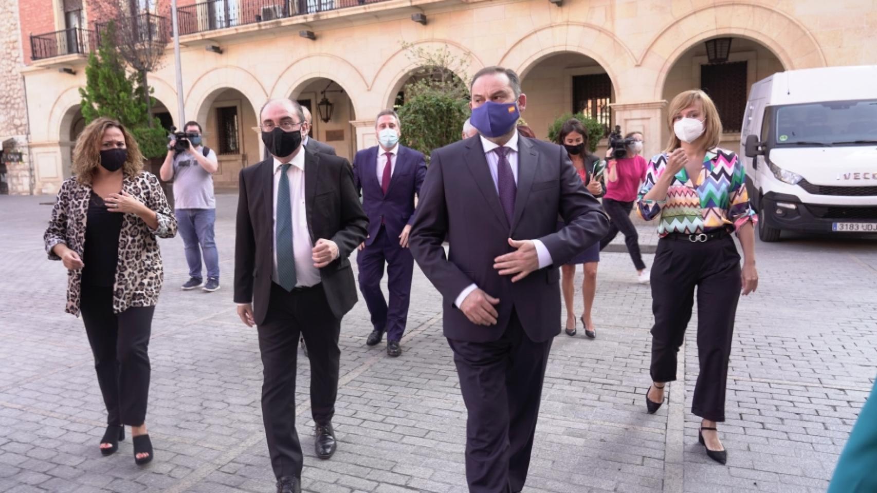 José Luis Ábalos, en el acto la mañana después de la fiesta en el Parador de Teruel.