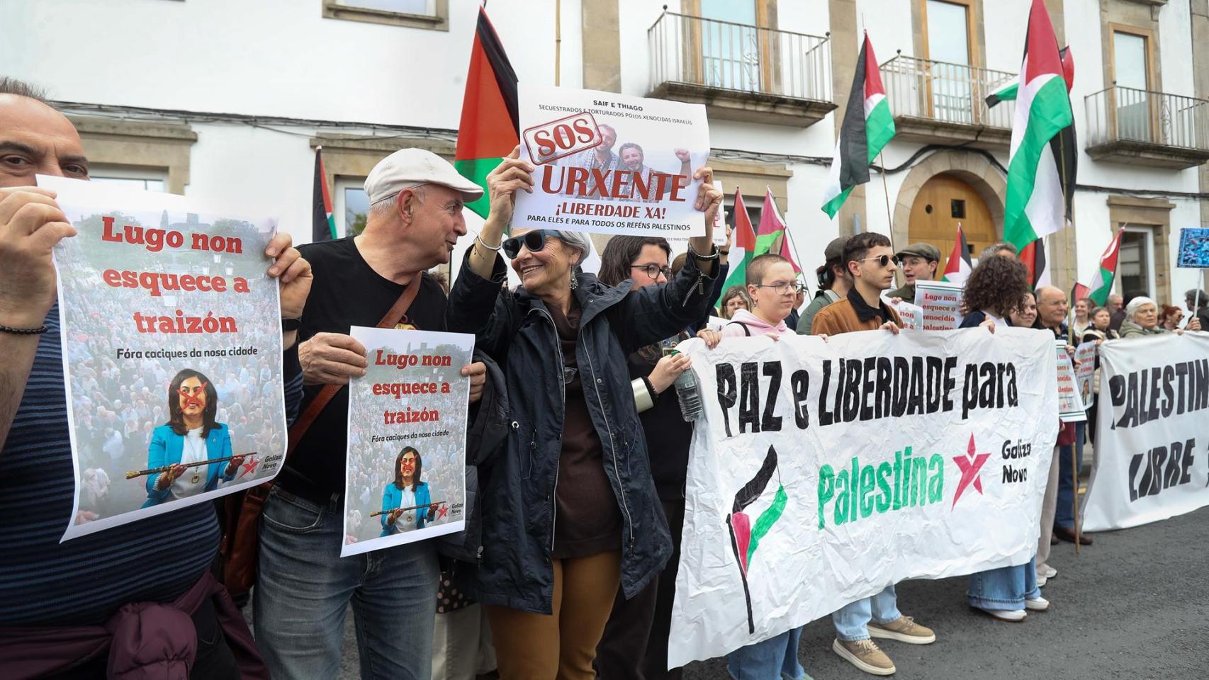 Concentración a favor de Palestina, frente a O Vello Cárcere, a 9 de mayo de 2026, en Lugo