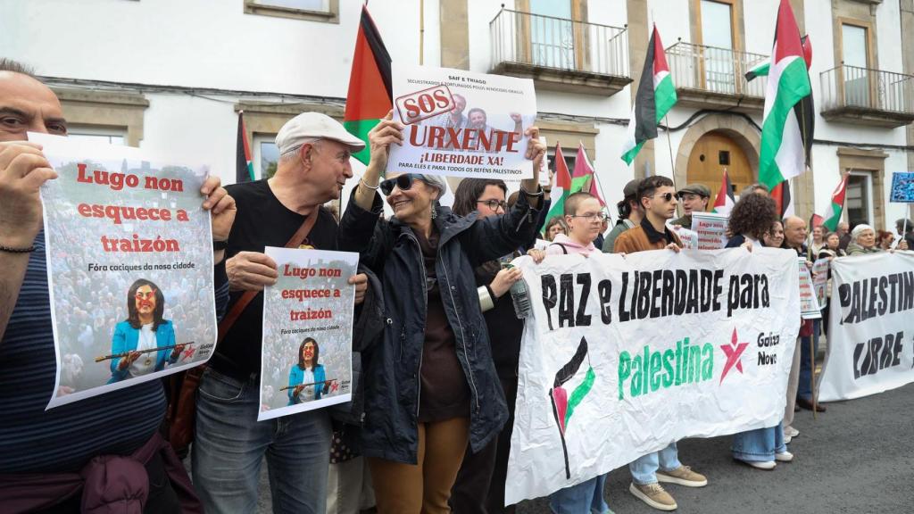Concentración a favor de Palestina, frente a O Vello Cárcere, a 9 de mayo de 2026, en Lugo