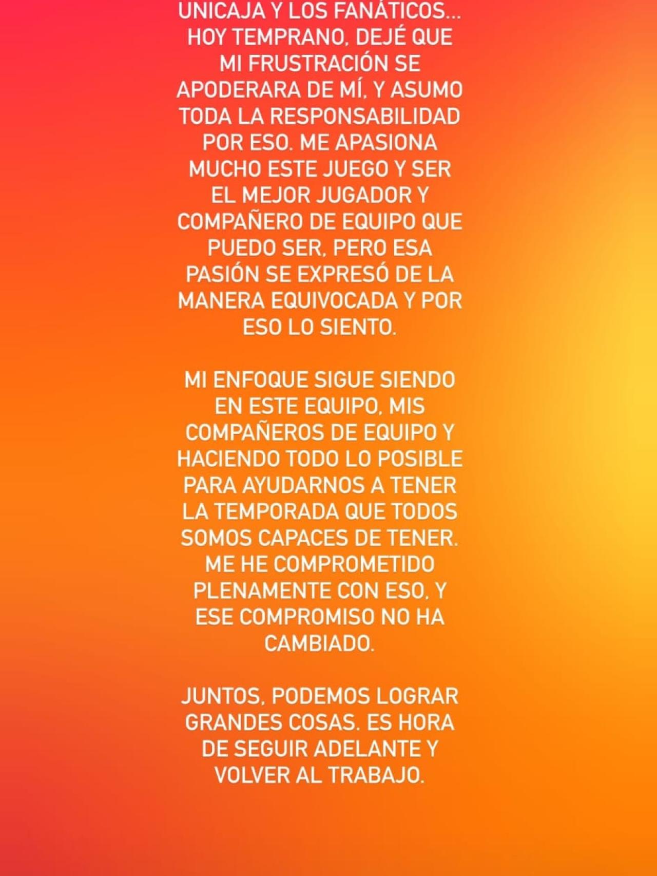 Duarte recula y deja este mensaje en las redes.