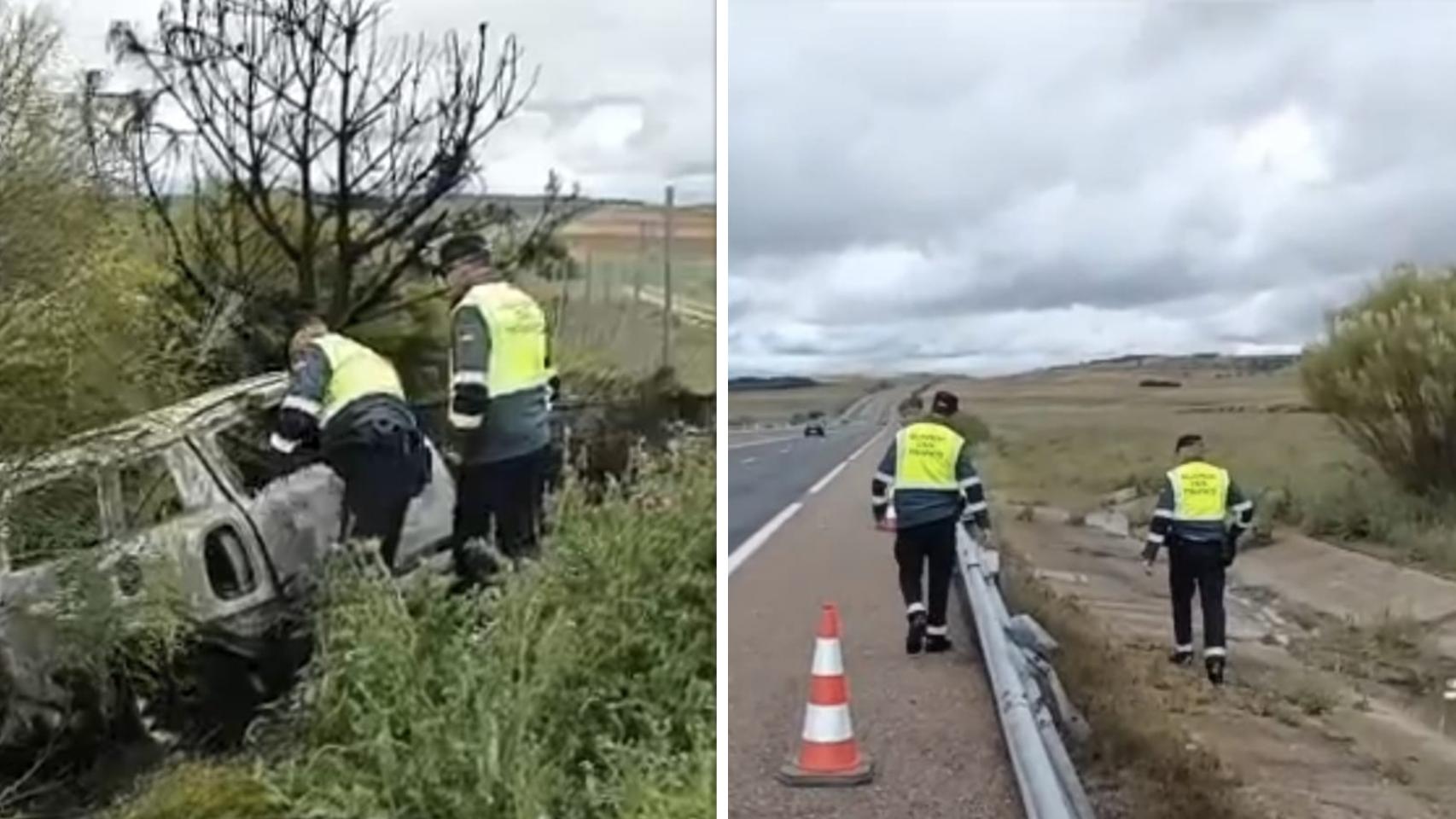Imagen del accidente en la A-11 en Zamora.