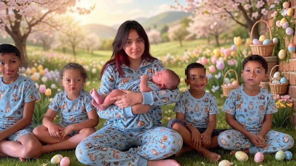 La influencer con sus hijos.