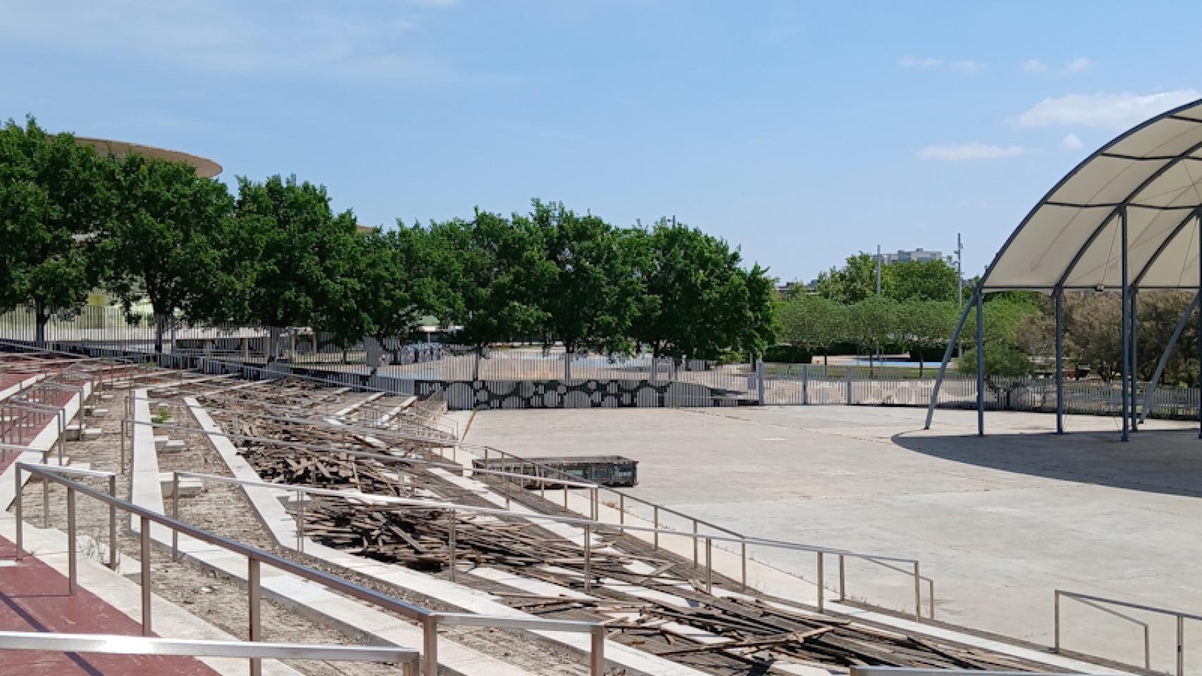 Los trabajos en el Anfiteatro de la Expo este año.