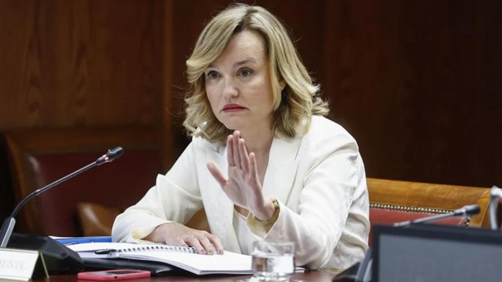 Pilar Alegría, durante su comparecencia en la comisión del 'caso Koldo' del Senado.