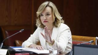 Pilar Alegría, durante su comparecencia en la comisión del 'caso Koldo' del Senado.