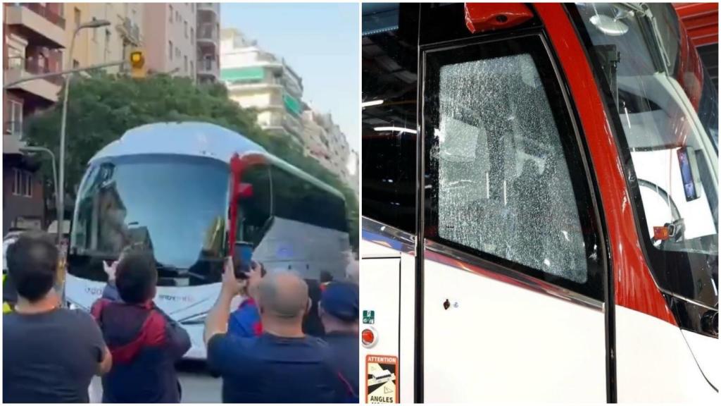 Así quedó el autobús del Real Madrid tras ser apedreado por aficionados del Barça