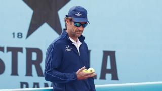 Carlos Moyá, en un entrenamiento en Madrid