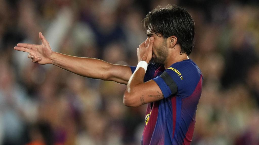Ferran Torres celebra su gol contra el Real Madrid en El Clásico
