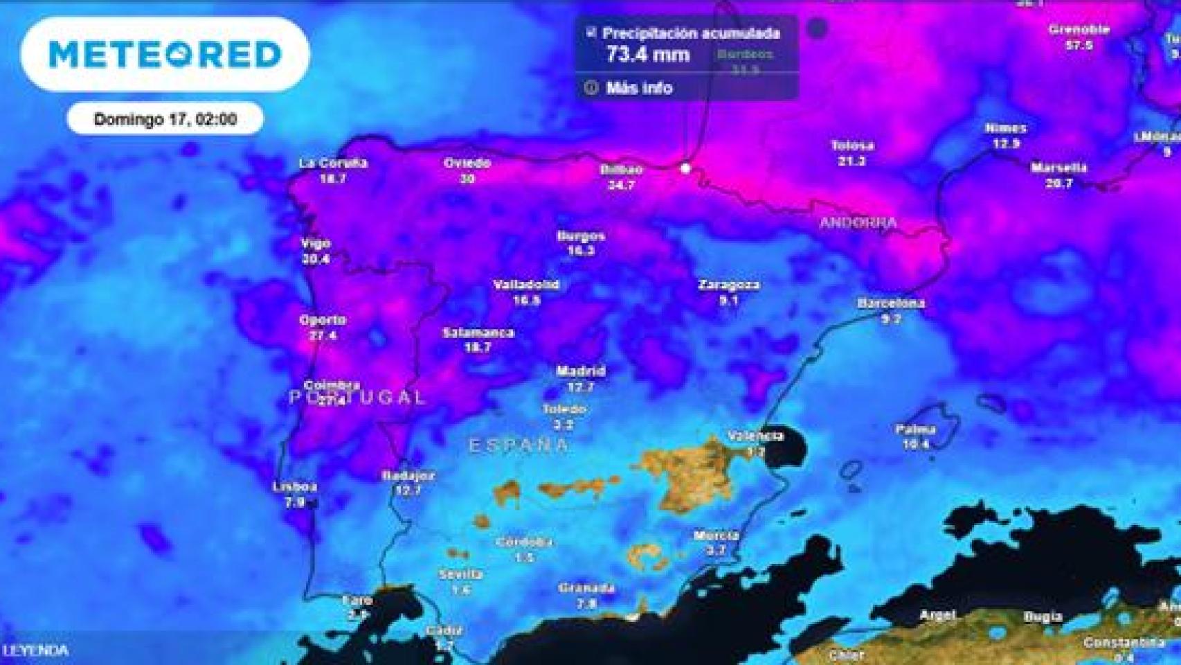 Imagen de Meteored para los próximos días en Castilla y León. 