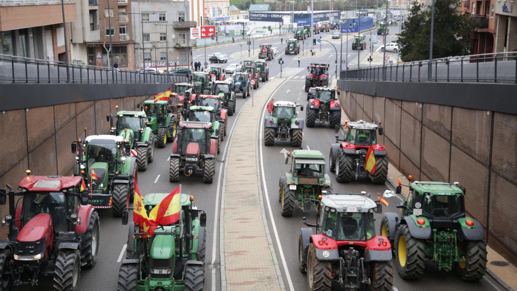 Manifestación 'tractorada' en Zamora convocada por Asaja, UPA y COAG en unidad de acción en febrero de 2024.