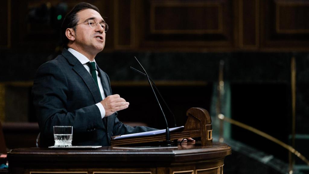 El ministro de Asuntos Exteriores, Unión Europea y Cooperación, José Manuel Albares, durante una sesión plenaria en el Congreso, el 7 de mayo de 2026.