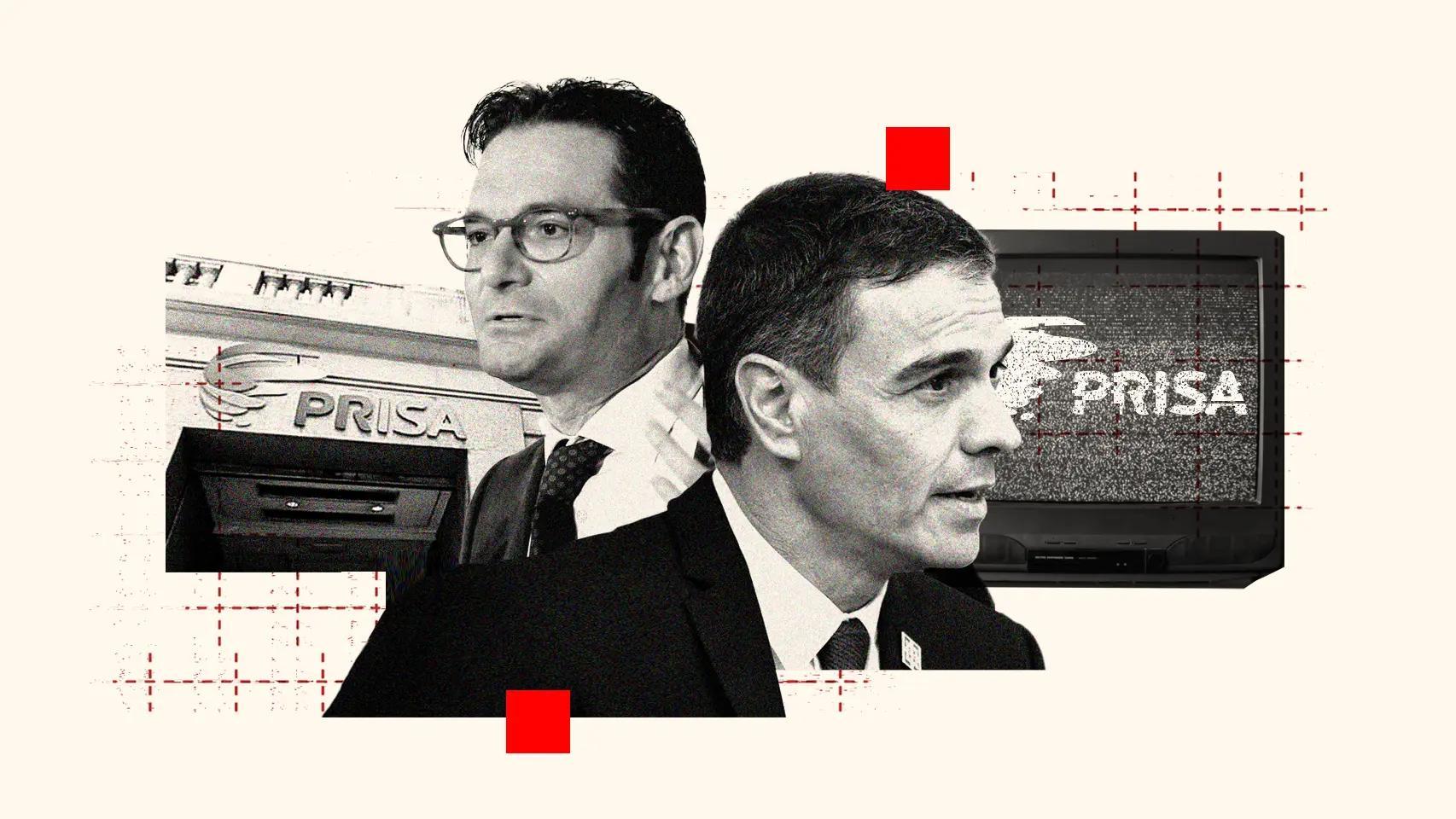 El presidente del Gobierno, Pedro Sánchez; y el presidente de Prisa, Joseph Oughourlian.