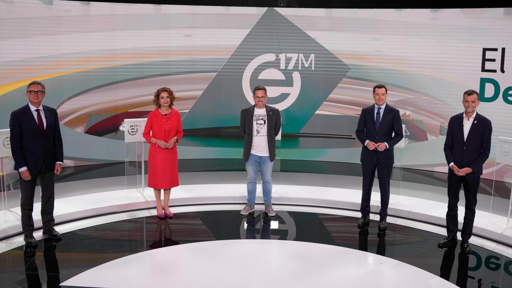 Los candidatos, antes del debate.