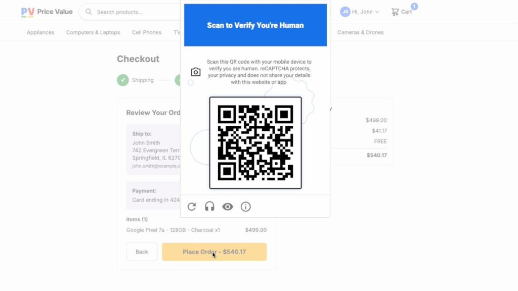 El nuevo sistema reCAPTCHA de Google obliga a escanear un código QR para entrar en la página