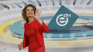 María Jesús Montero, candidata socialista a la Presidencia de la Junta de Andalucía, a su llegada al debate de los candidatos.