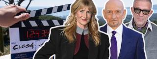 Foto de una claqueta de 'The White Lotus' en la Costa Azul francesa, compartida por HBO. A la derecha, Laura Dern, Ben Kingsley y Vincent Cassel. Fotos: Gtres