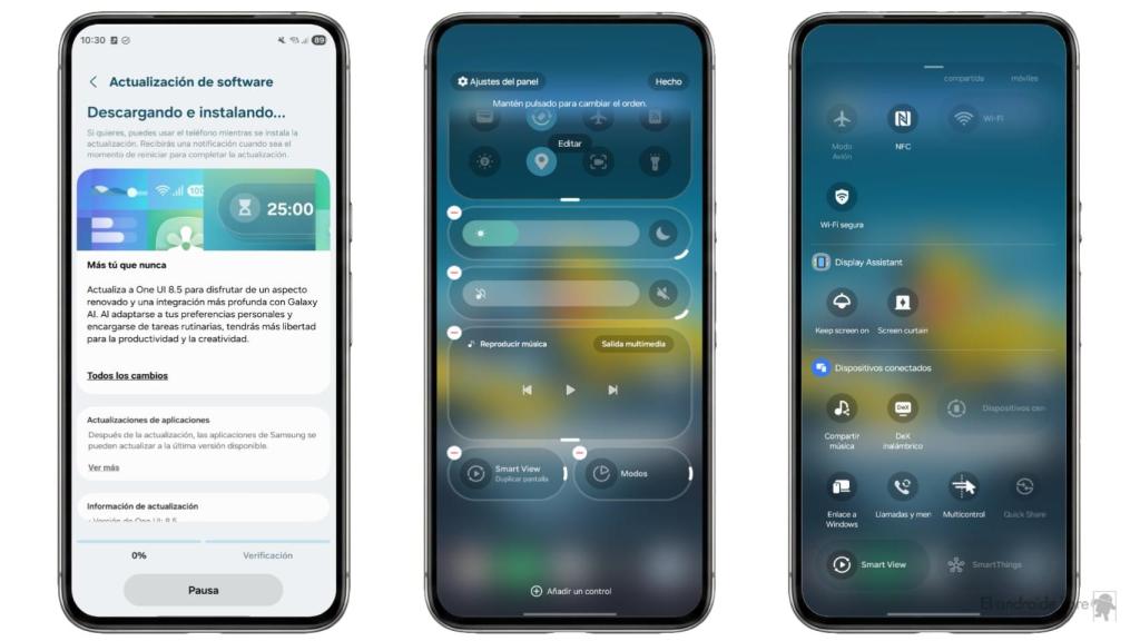Ajustes rápidos en One UI 8.5