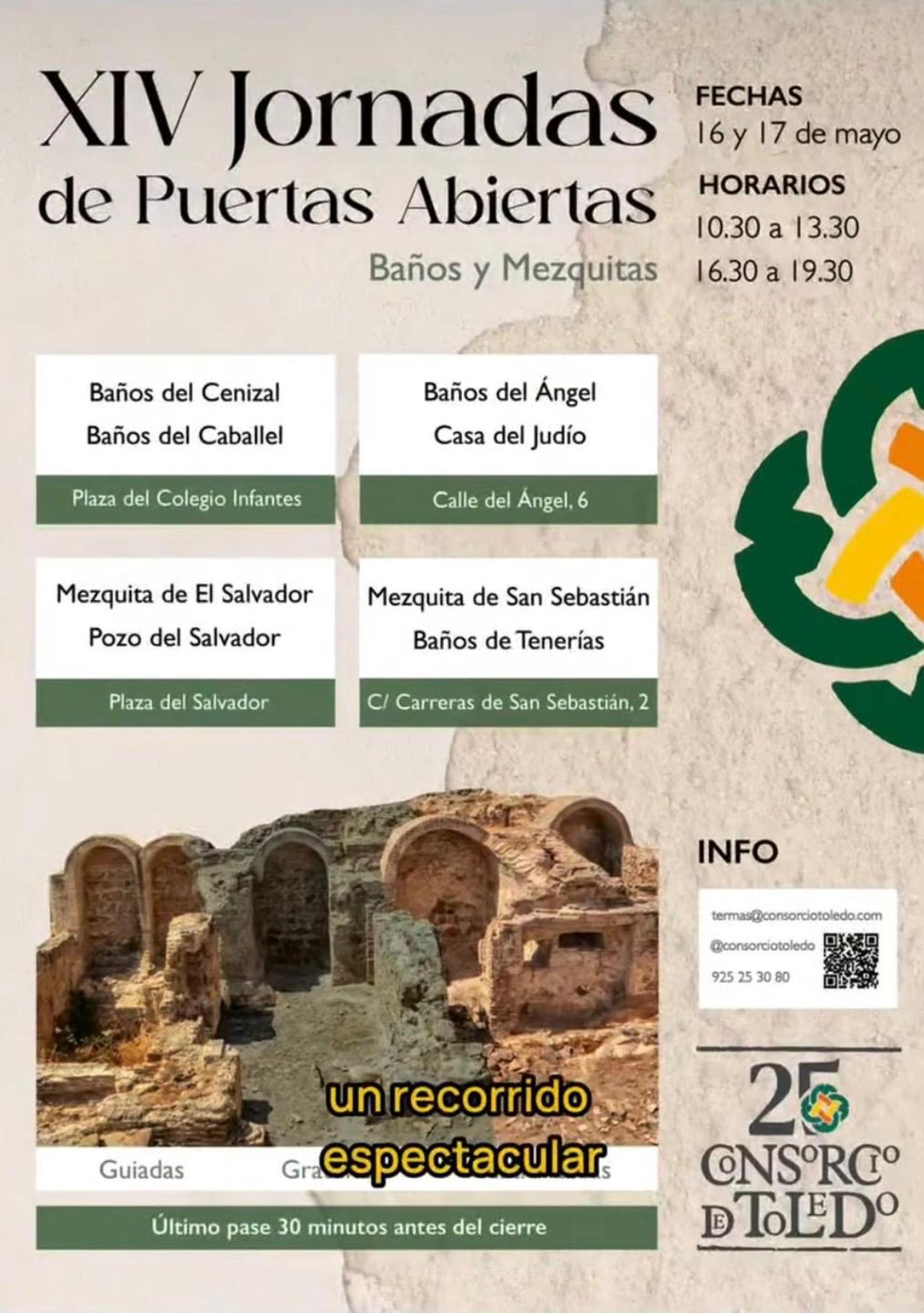Cartel del Consorcio con horarios y puntos de encuentro.
