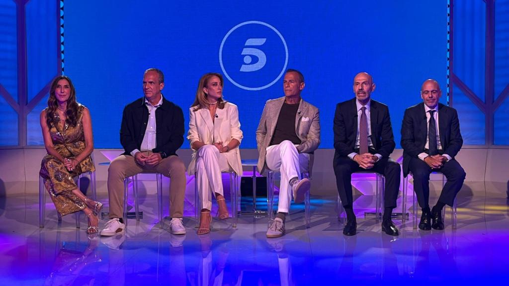 Paz Padilla, Santi Acosta, Beatriz Archidona, Carlos Lozano Alberto Carullo y Jaime Guerra en la presentación de las nuevas tardes de Telecinco.