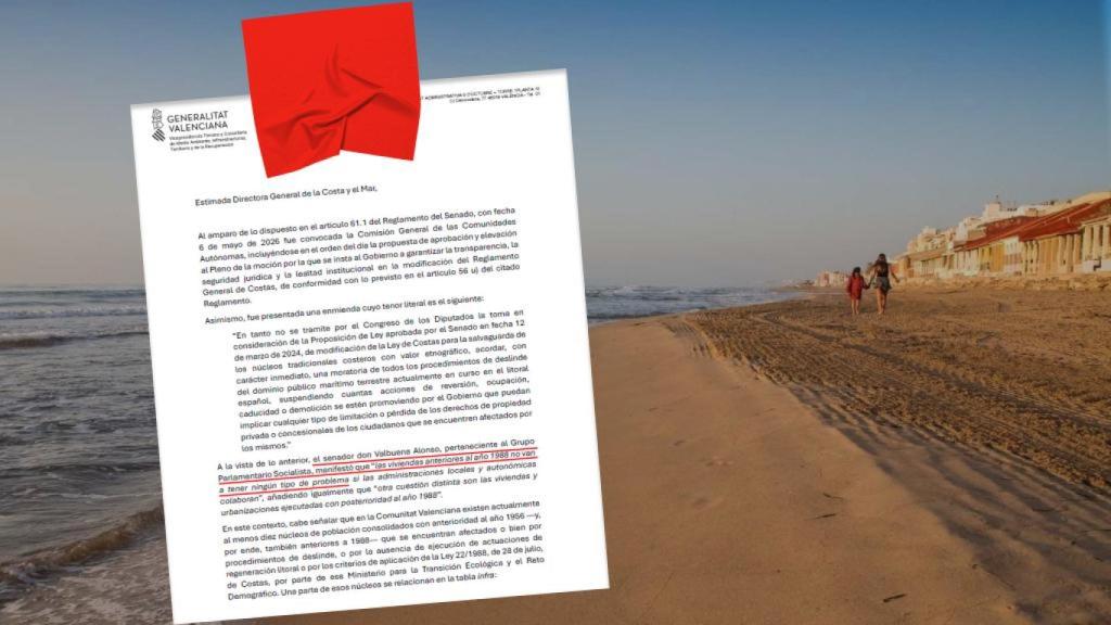 Carta a la directora general de Costas de la Generalitat Valenciana, sobre una imagen de Playa Babilonia en Guardamar del Segura.