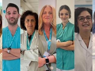 De izquierda a derecha: Amelia Gallego, Alejandro Rodríguez, Dolores Leal, Mayte Castelló, Aurora Delgado, Gema Rufo y Marta Galán.