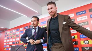 El presidente del Sevilla, Jose María Del Nido Carrasco y Sergio Ramos en una foto de archivo.