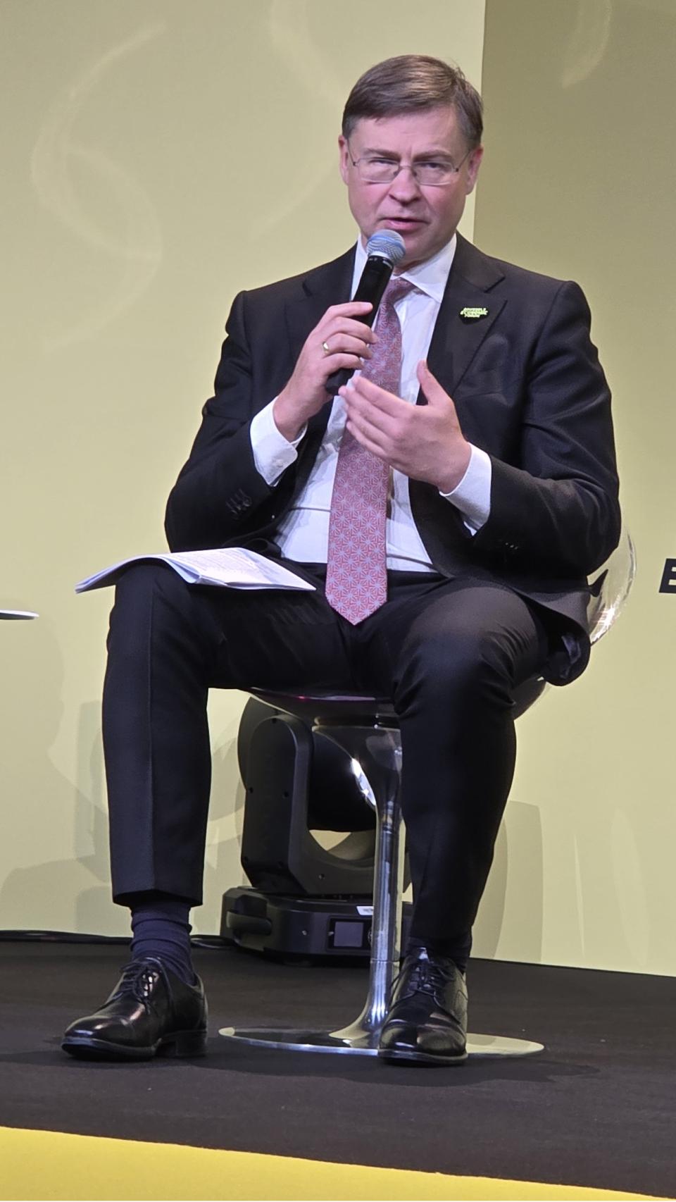 Dombrovskis, en el evento celebrado en Bruselas.