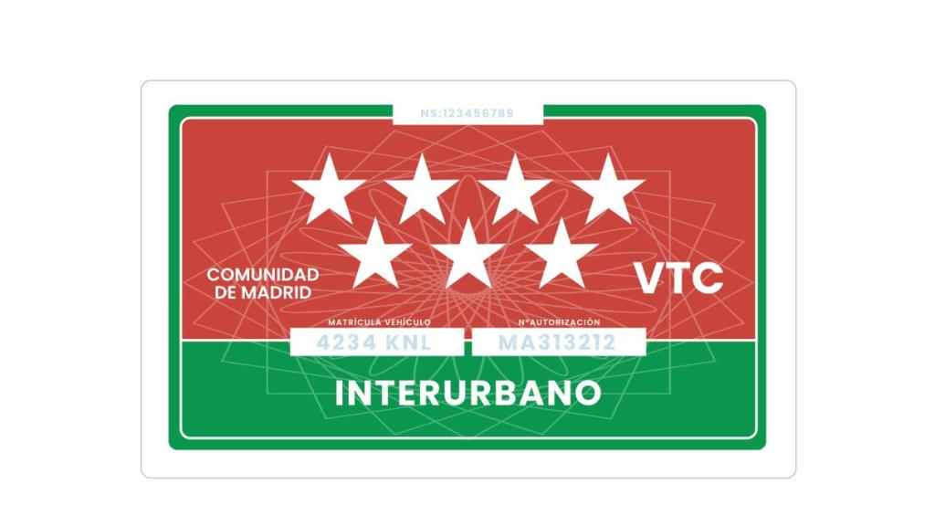 Nuevas pegatinas para identificar las VTC que prevé aprobar la Comunidad de Madrid. 