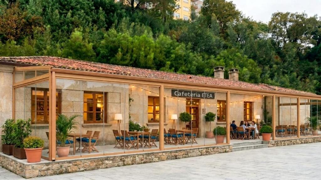 Infografía del proyecto de la nueva cafetería-restaurante de la ETEA de Vigo