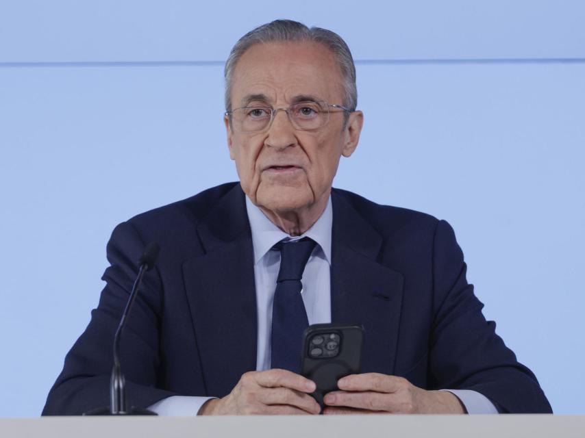 Florentino Pérez, en su comparecencia de este martes.