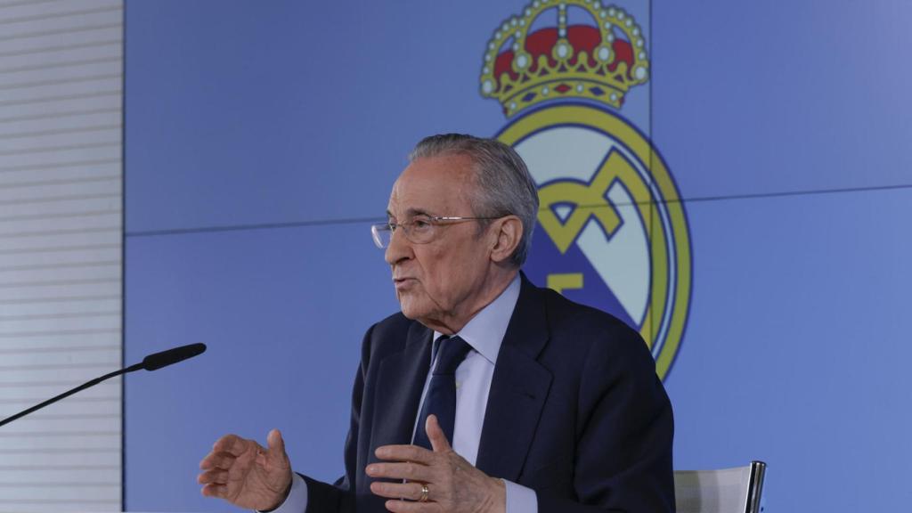Florentino Pérez, en su comparecencia en rueda de prensa de este martes.