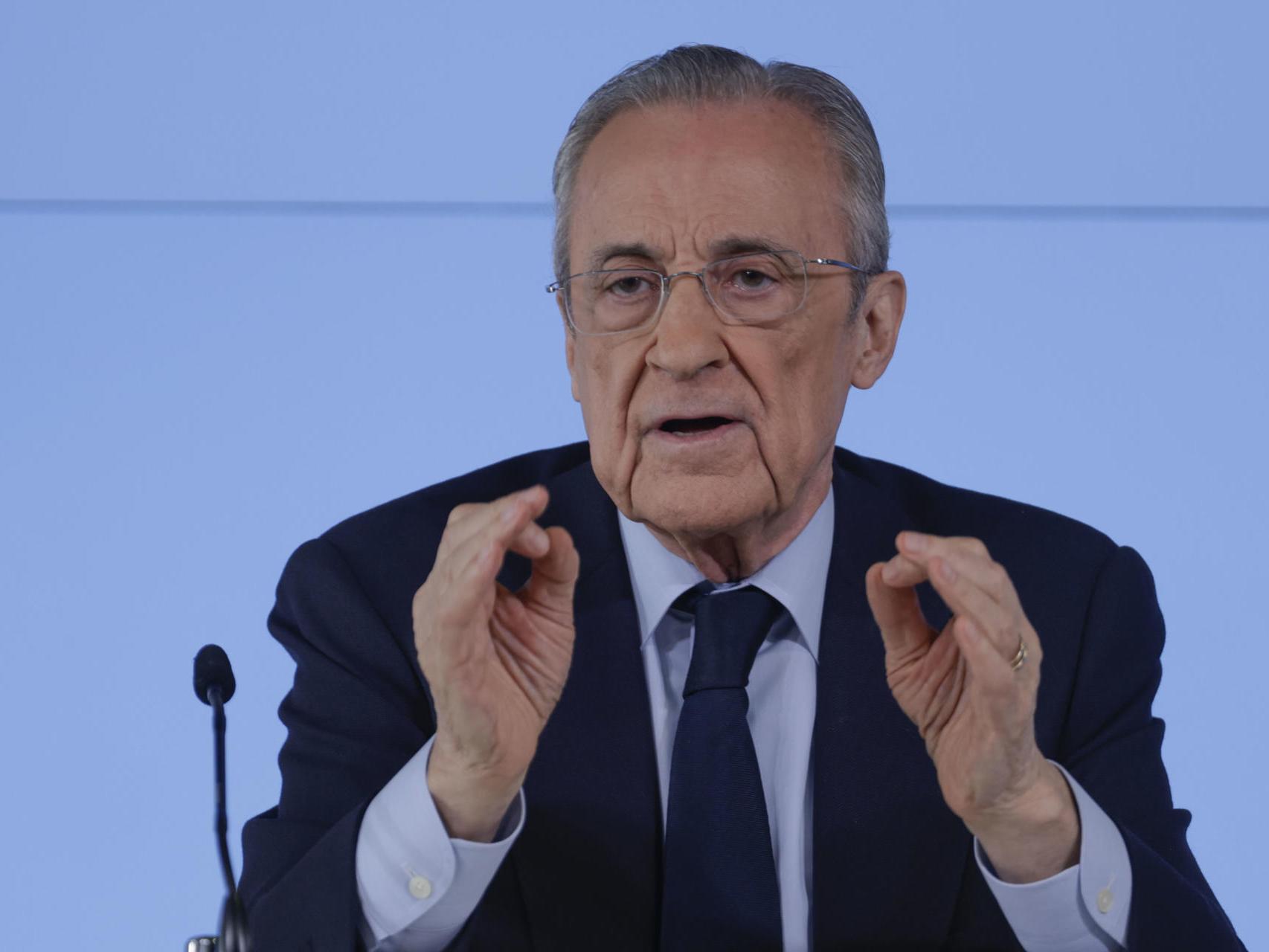 Florentino Pérez, en la rueda de prensa de este martes.