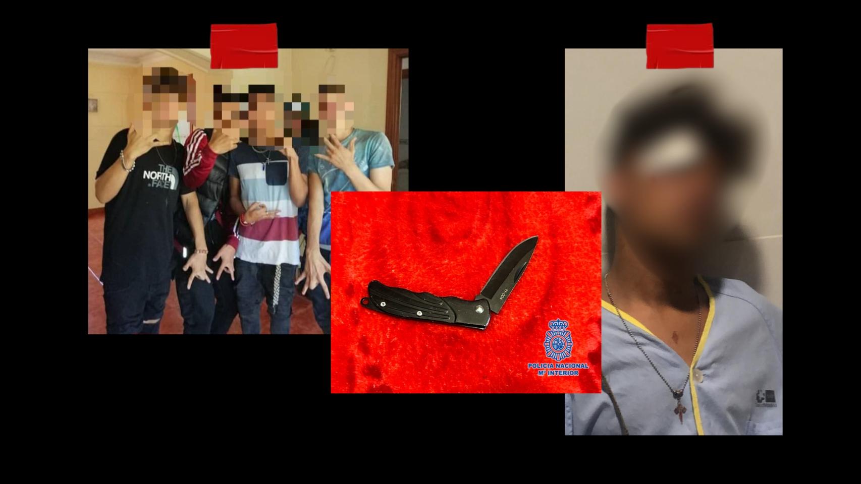 Juan, con algunos integrantes de los Forty Two (izq.) y tras ser golpeado en una reyerta. 